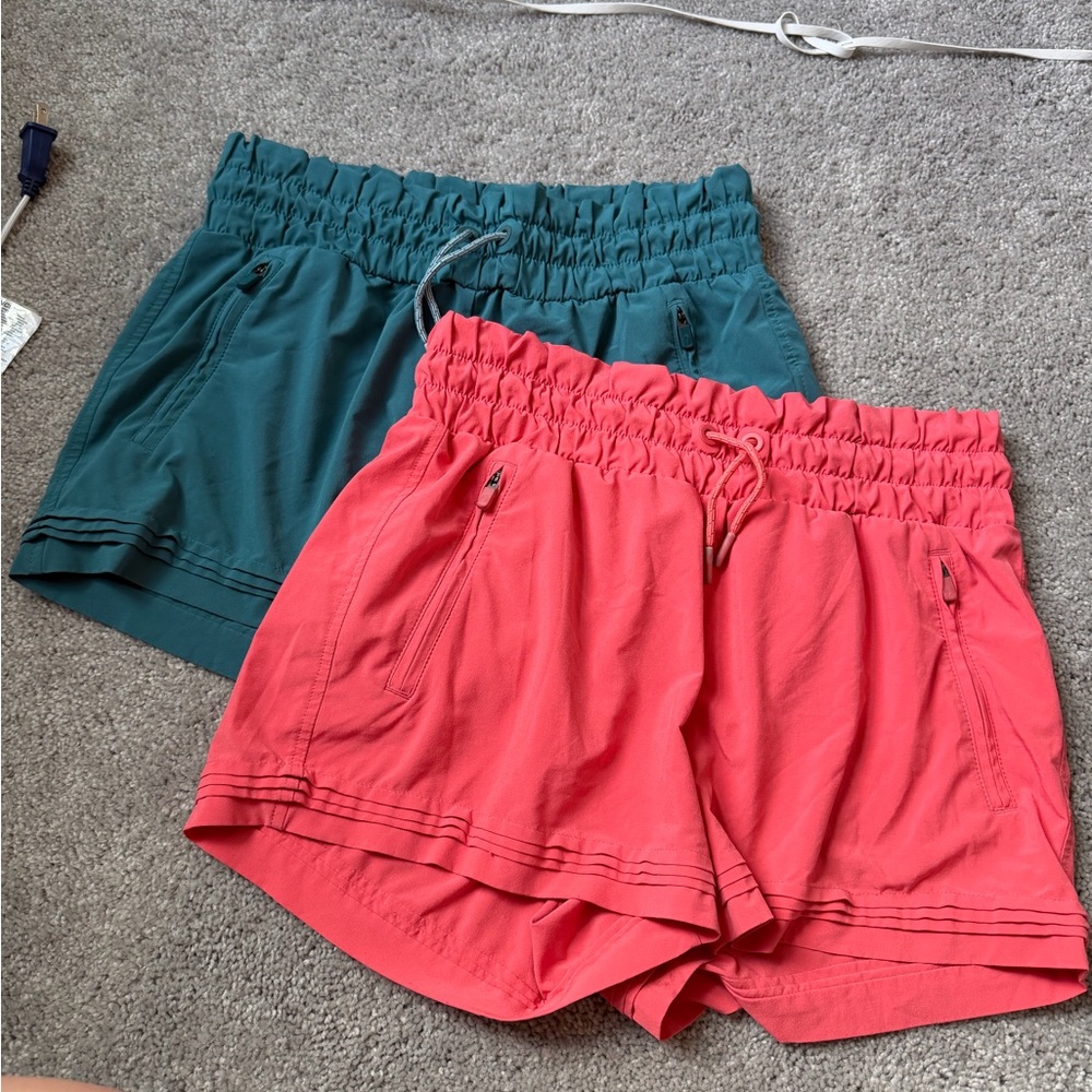 Athleta Teal and Coral Athletic Shorts